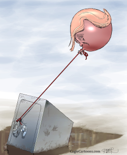 TRUMP AS A BALLOON, REINED TO A SAFE by Riber Hansson