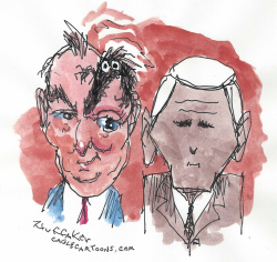 TIM KAINE AND MIKE PENCE by Sandy Huffaker