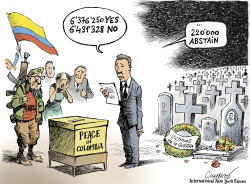  PEACE ACCORD REJECTED BY COLOMBIAN VOTERS by Patrick Chappatte