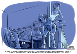 CHILD HIDES FROM PRESIDENTIAL DEBATES- by RJ Matson