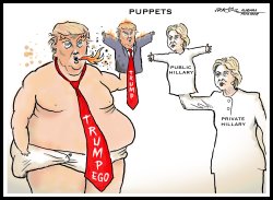 TRUMP HILLARY PUPPETS by J.D. Crowe