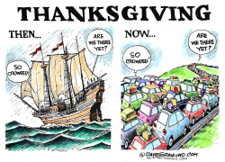 THANKSGIVING THEN AND NOW  by Dave Granlund
