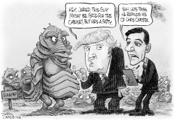 TRUMP AND THE SWAMP BW by Daryl Cagle
