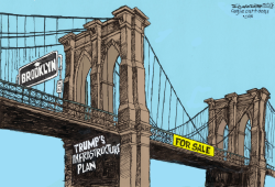 TRUMP HAS A BRIDGE TO SELL YOU by Bill Schorr