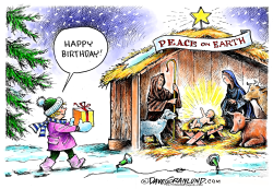 NATIVITY AND GIFT  by Dave Granlund