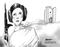 CARRIE FISHER RIP BW by Rayma Suprani