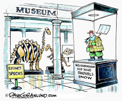 SNOW SHOVELING KIDS  by Dave Granlund