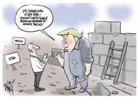 TRUMP BUILDS A WALL by Paul Zanetti