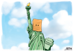 STATUE OF LIBERTY PROTESTS PRESIDENT TRUMP by R.J. Matson