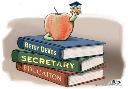 BETSY DEVOS IN AN APPLE FOR THE TEACHERS- by RJ Matson