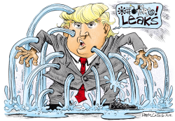 TRUMP AND MANY LEAKS by Daryl Cagle