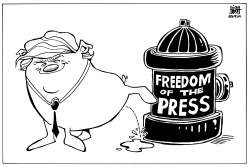 TRUMP AND THE MEDIA, B/W by Randy Bish