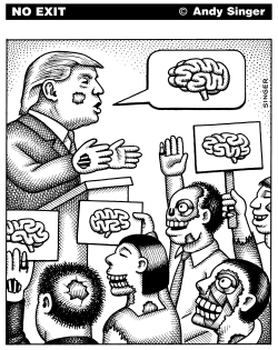 ZOMBIE TRUMP BLACK AND WHITE VERSION by Andy Singer