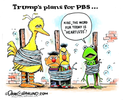 PBS FUNDING CUTS  by Dave Granlund