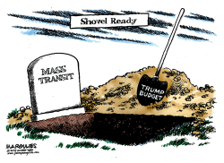 MASS TRANSIT AND TRUMP BUDGET COLOR by Jimmy Margulies