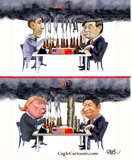 TRUMP PLAYING CHESS WITH XI JINPING by Riber Hansson