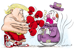 TRUMP AND PRESS BOPPER by Daryl Cagle