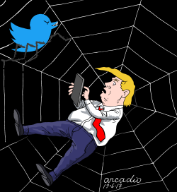 TRUMP TRAPPED IN THE NET by Arcadio Esquivel