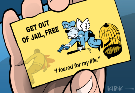 POLICE GET-OUT-OF-JAIL CARD by Kirk Anderson