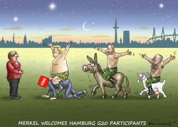 MERKEL WELCOMES G20 PARTICIPANTS by Marian Kamensky