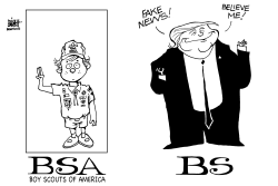 SCOUTS AND TRUMP, B/W by Randy Bish