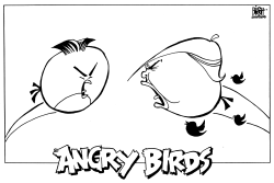 ANGRY BIRDS WITH NUKES, B/W by Randy Bish