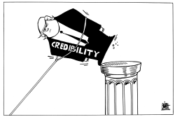TRUMP CREDIBILITY, B/W by Randy Bish
