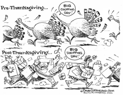 THANKSGIVING CHOPPING AND SHOPPING by Dave Granlund