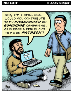 HOMELESS CROWDFUNDING COLOR VERSION by Andy Singer