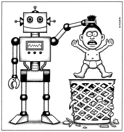 ROBOTS MAKE HUMANS OBSOLETE by Andy Singer