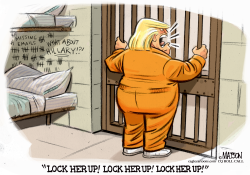 TRUMP CHANTS LOCK HER UP FROM PRISON CELL by R.J. Matson