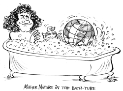 MOTHER NATURE IN THE TUB - B&W by Christo Komarnitski