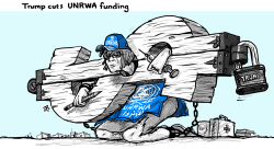 TRUMP BLACKMAILING UNRWA by Emad Hajjaj