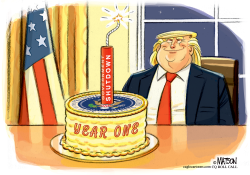 PRESIDENT TRUMP MARKS FIRST ANNIVERSARY WITH GOVERNMENT SHUTDOWN by R.J. Matson