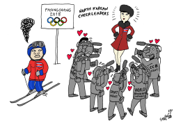 NORTH KOREAN CHEERLEADERS AT THE OLYMPIC GAMES by Stephane Peray
