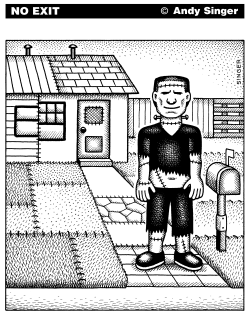 FRANKENSTEINS HOUSE AND LAWN by Andy Singer