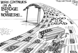 2000 DEAD ON A BRIDGE TO NOWHERE by Pat Bagley