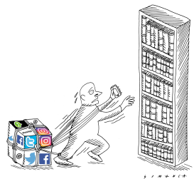 SOCIAL NETWORK, SMARTPHONE AND BOOKS by Osmani Simanca