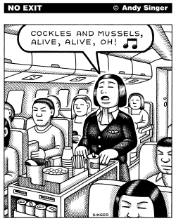 COCKLES AND MUSSELS FLIGHT ATTENDANT by Andy Singer