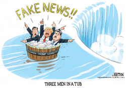 HANNITY AND COHEN AND TRUMP IN A TUB by R.J. Matson