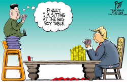 KIM JONG UN AND TRUMP AT THE TABLE by Bruce Plante