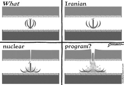 IRAN NUCLEAR FLAG BW by Steve Greenberg