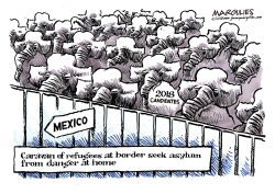 REFUGEE CARAVAN AT BORDER  by Jimmy Margulies