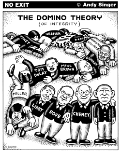 DOMINO THEORY OF BUSH ADMINISTRATION by Andy Singer