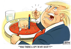 TRUMP COMPLAINS ABOUT SPY IN HIS SOUP by R.J. Matson