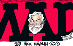NICK MEGLIN -RIP by Milt Priggee