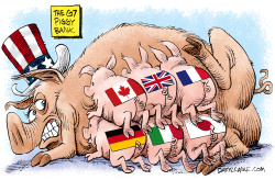 THE G7 PIGGY BANK by Daryl Cagle