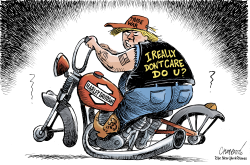 HARLEY DAVIDSON IN THE CROSSFIRE by Patrick Chappatte