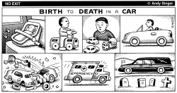 BIRTH TO DEATH IN A CAR by Andy Singer