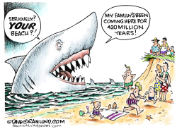 SHARKS AND BEACHGOERS by Dave Granlund